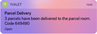 Parcel delivery app notification