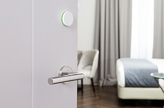 Open door with smart door lock