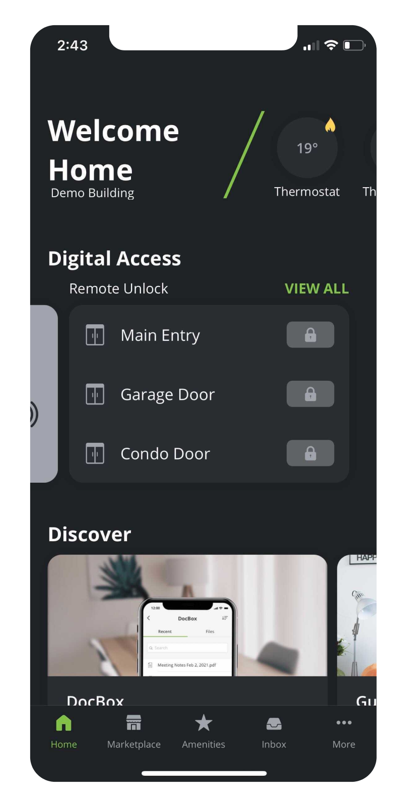 Unlock entry remotely