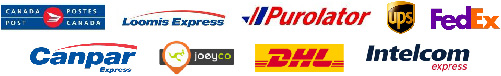Canada Post, Loomis Express, Purolator, UPS, Fedex, Canpar, joeyco, DHL, Intelcom