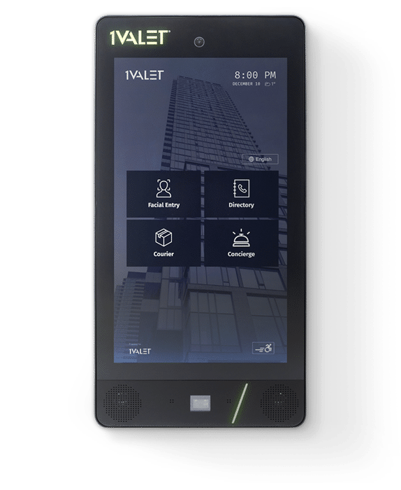 Compact wall-mounted video interface for 1Valet smart building Entry System