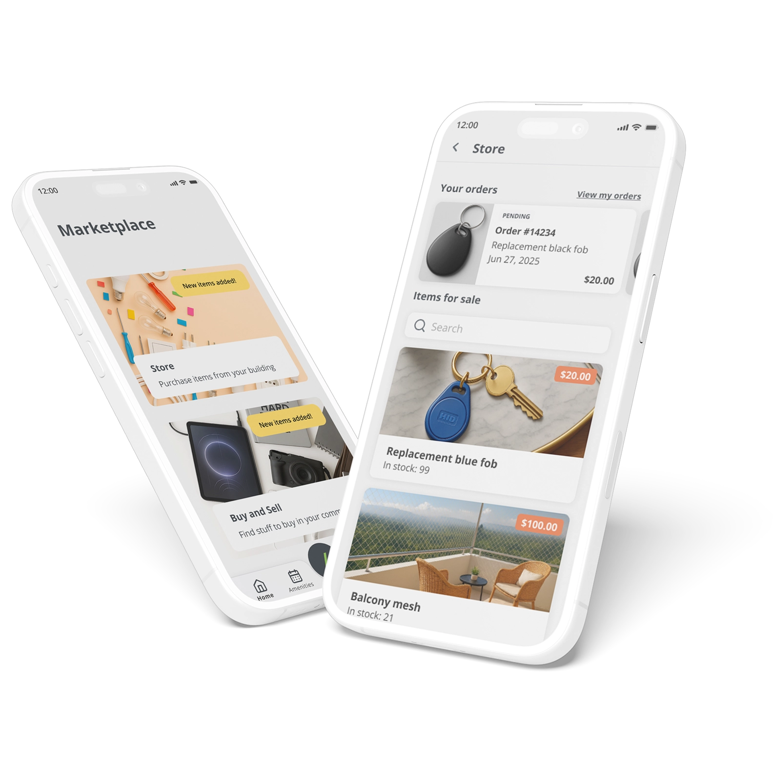 1VALET marketplace UI shown on smartphone mockups